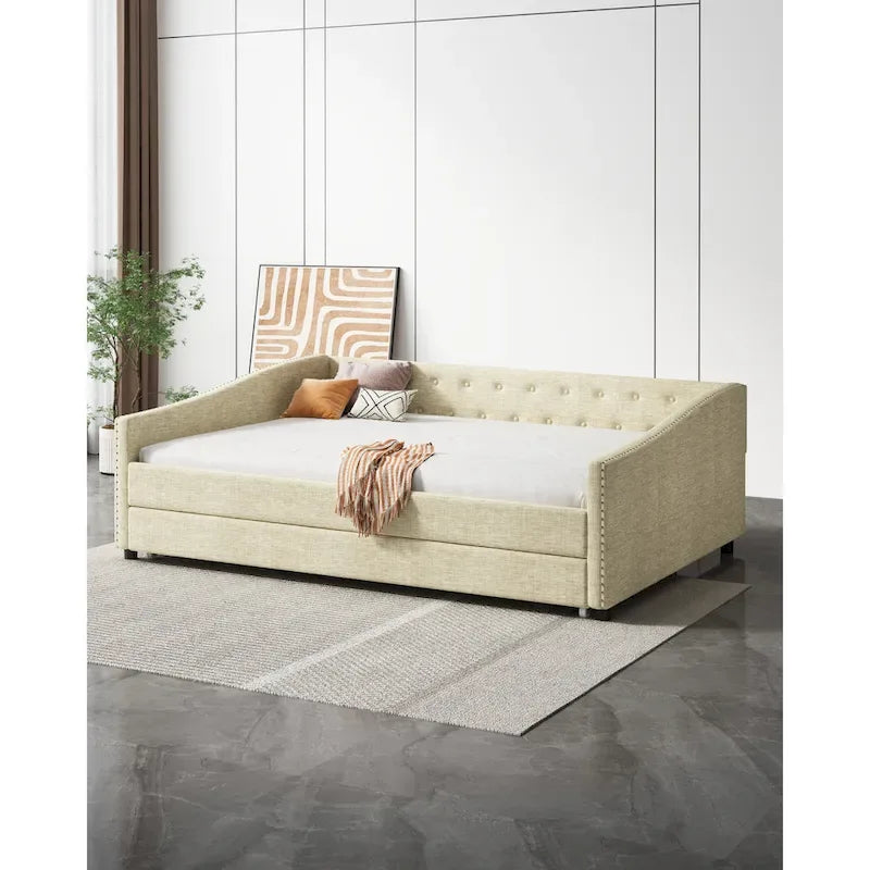 Christopher Knight Home Bennett Tufted Daybed Sofa with Storage Drawers and Stylish Curved Arms 31