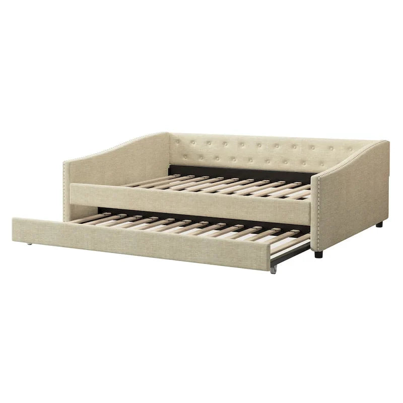 Christopher Knight Home Bennett Tufted Daybed Sofa with Storage Drawers and Stylish Curved Arms 34