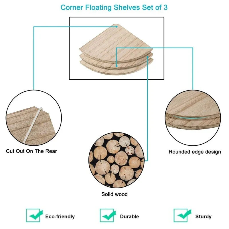 Corner Wall Shelves - Dimensions: 10D x 10W x 0.7H 21
