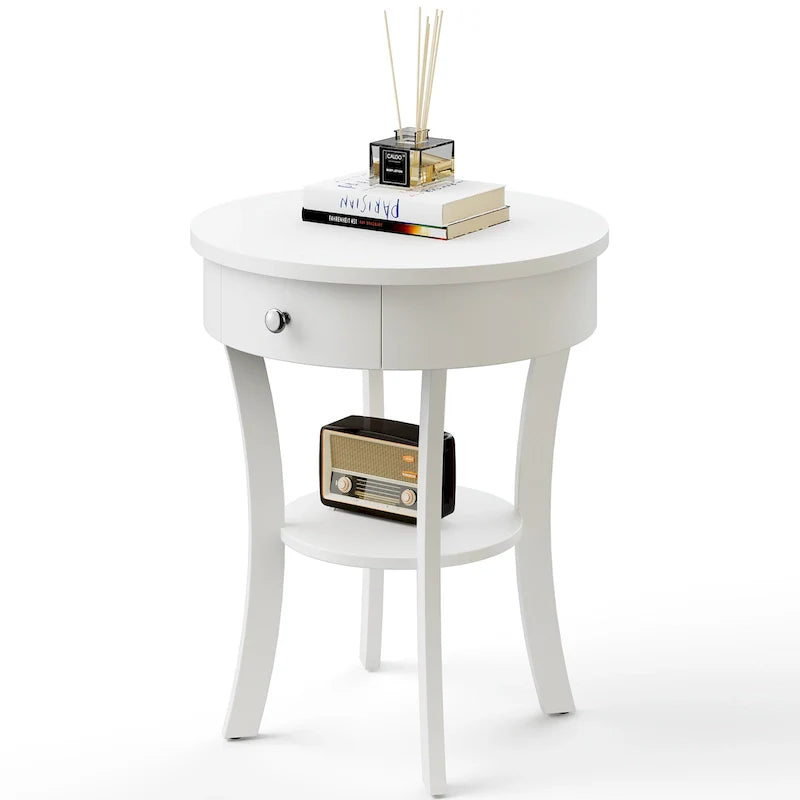 Costway Round 2-Tier Side Table - Versatile Nightstand for Bedroom and Living Room 33