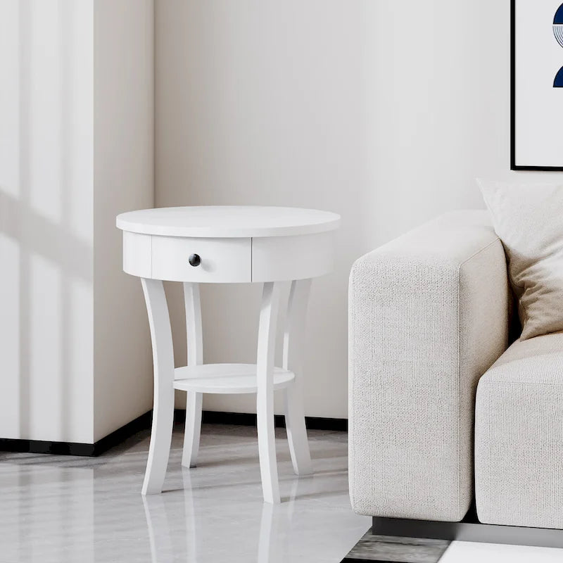 Costway Round 2-Tier Side Table - Versatile Nightstand for Bedroom and Living Room 12
