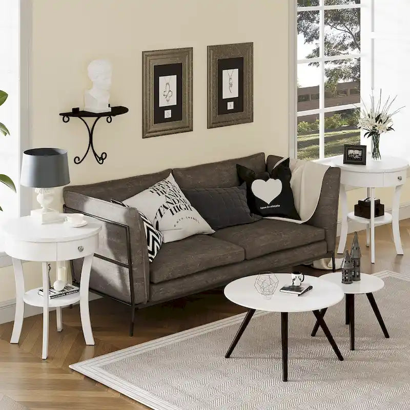 Costway Round 2-Tier Side Table - Versatile Nightstand for Bedroom and Living Room 13