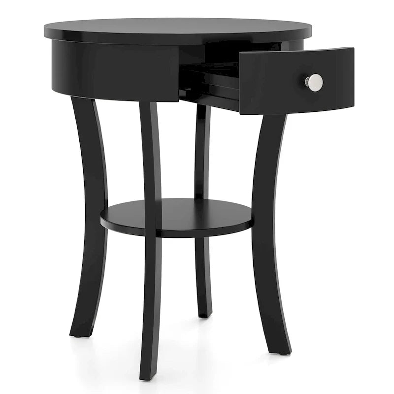 Costway Round 2-Tier Side Table - Versatile Nightstand for Bedroom and Living Room 21