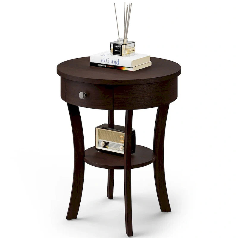 Costway Round 2-Tier Side Table - Versatile Nightstand for Bedroom and Living Room 22