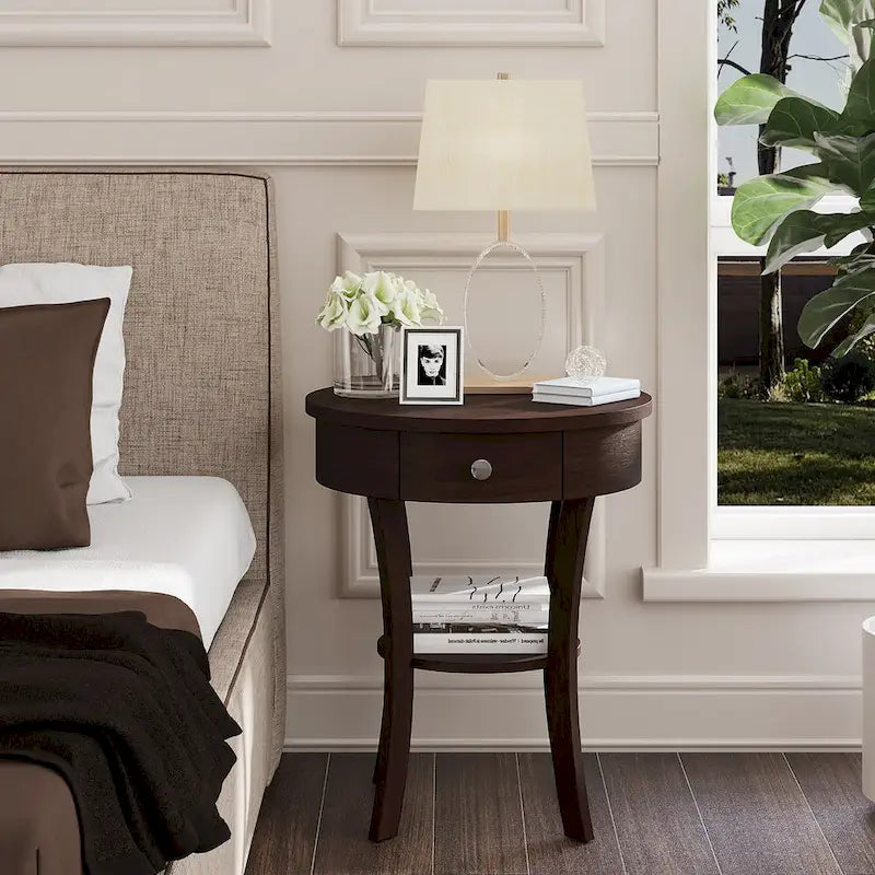 Costway Round 2-Tier Side Table - Versatile Nightstand for Bedroom and Living Room 29