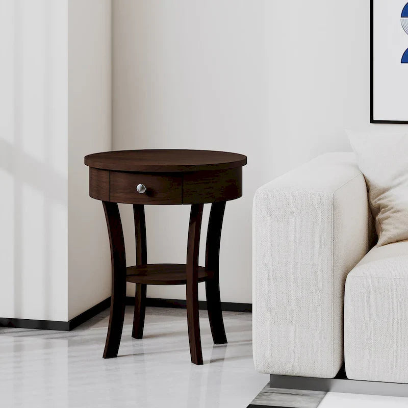 Costway Round 2-Tier Side Table - Versatile Nightstand for Bedroom and Living Room 31