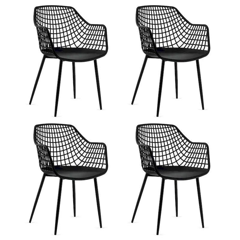 Set of 4 Modern Plastic Shell Dining Chairs with Metal Legs by Costway 22