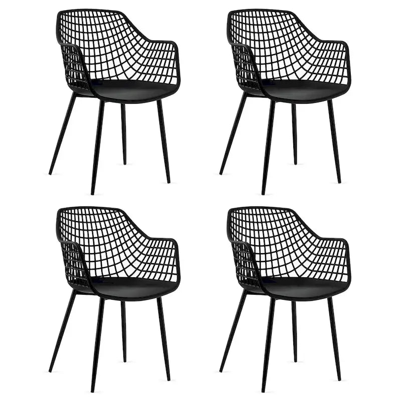 Set of 4 Modern Plastic Shell Dining Chairs with Metal Legs by Costway 1