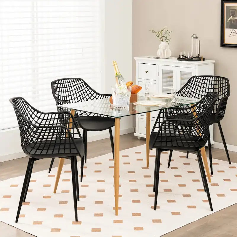 Set of 4 Modern Plastic Shell Dining Chairs with Metal Legs by Costway 2