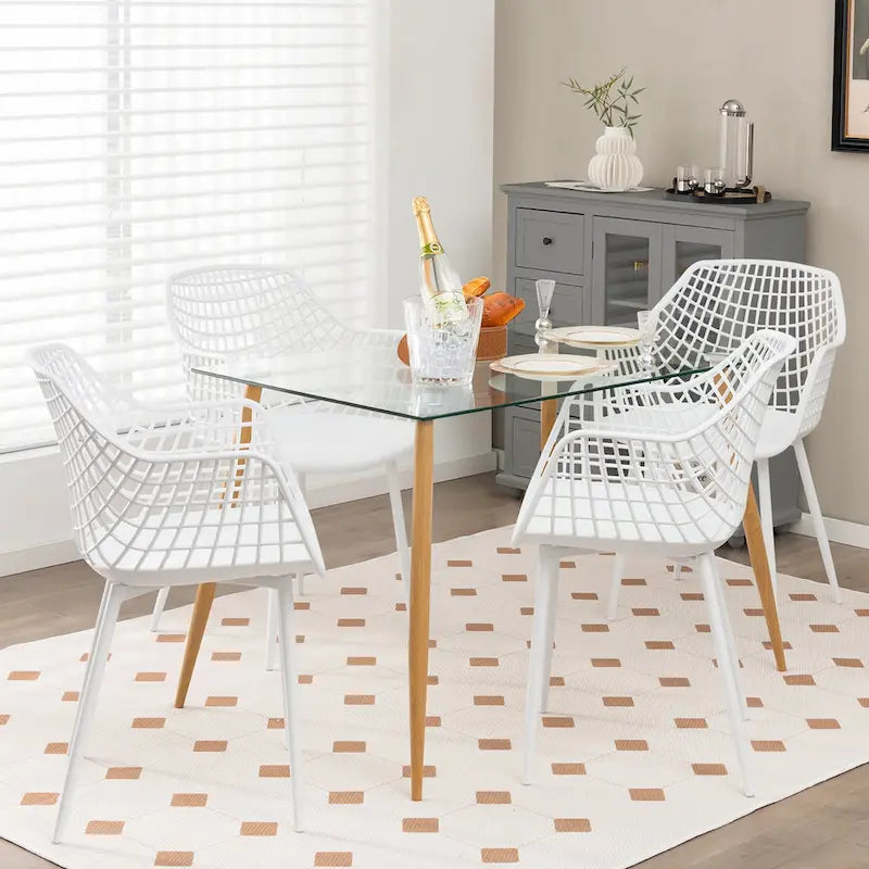 Set of 4 Modern Plastic Shell Dining Chairs with Metal Legs by Costway 4