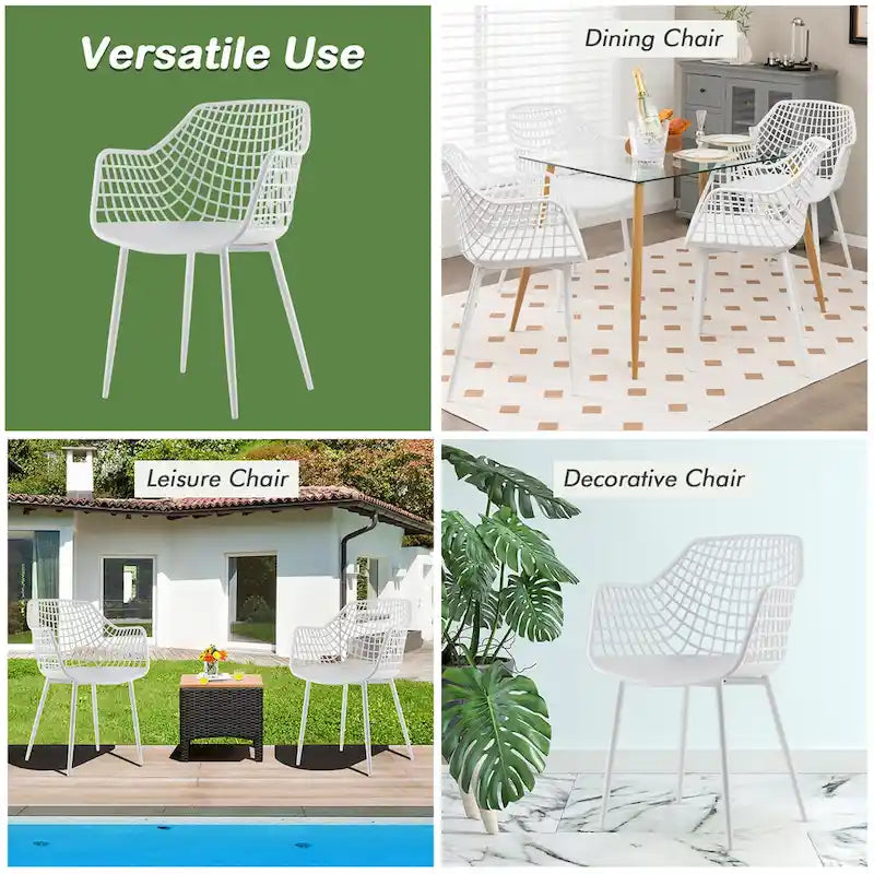 Set of 4 Modern Plastic Shell Dining Chairs with Metal Legs by Costway 5
