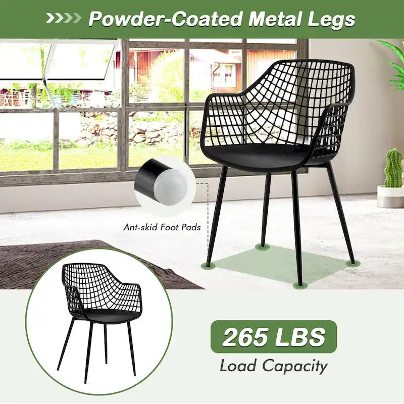 Set of 4 Modern Plastic Shell Dining Chairs with Metal Legs by Costway 7