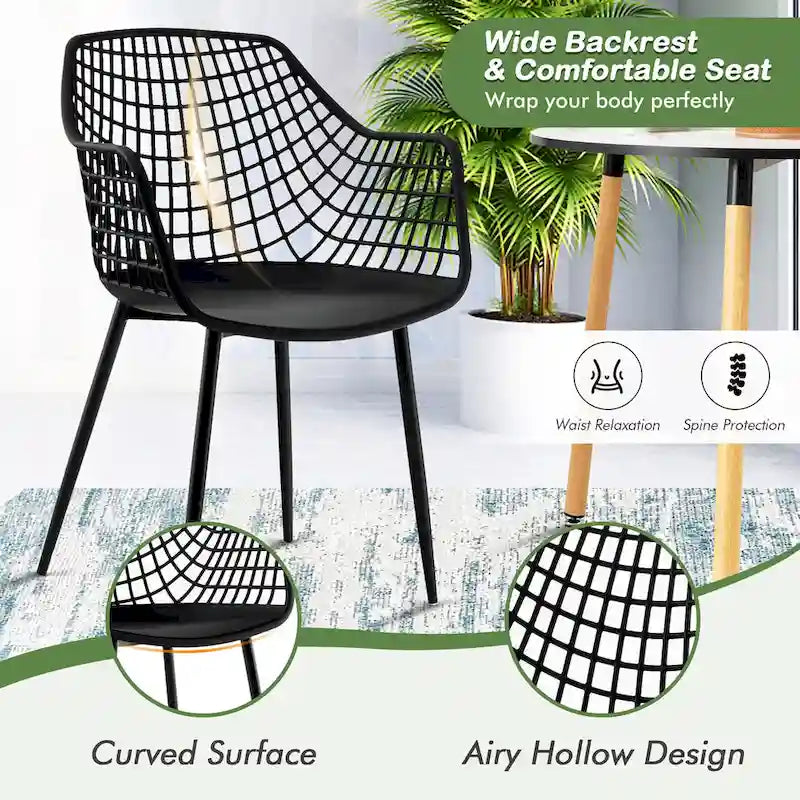 Set of 4 Modern Plastic Shell Dining Chairs with Metal Legs by Costway 8