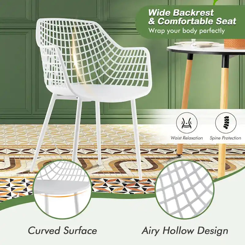 Set of 4 Modern Plastic Shell Dining Chairs with Metal Legs by Costway 9