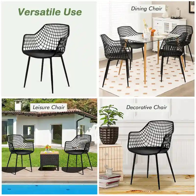 Set of 4 Modern Plastic Shell Dining Chairs with Metal Legs by Costway 18