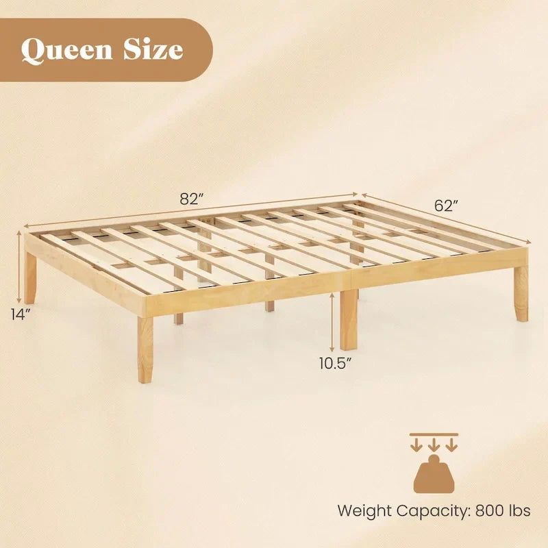 Costway 14-Inch Wooden Platform Bed Frame for Twin, Full, and Queen Sizes with Rubber Support 6