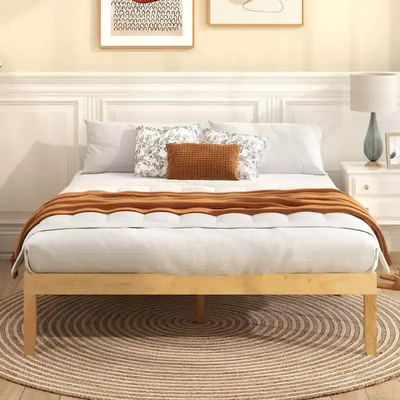 Costway 14-Inch Wooden Platform Bed Frame for Twin, Full, and Queen Sizes with Rubber Support 7