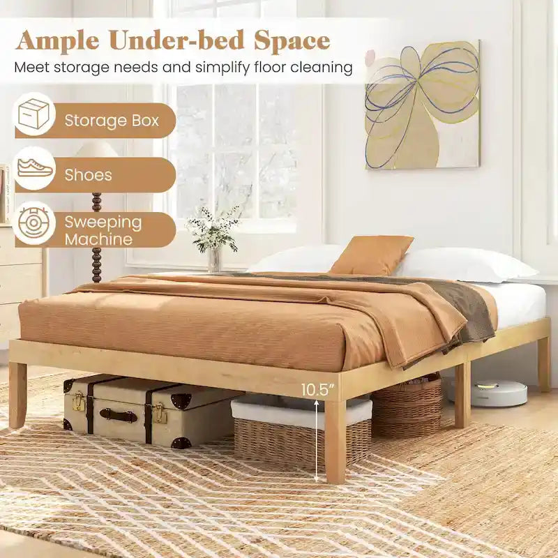 Costway 14-Inch Wooden Platform Bed Frame for Twin, Full, and Queen Sizes with Rubber Support 10