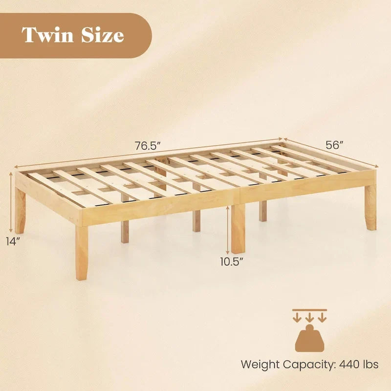 Costway 14-Inch Wooden Platform Bed Frame for Twin, Full, and Queen Sizes with Rubber Support 15