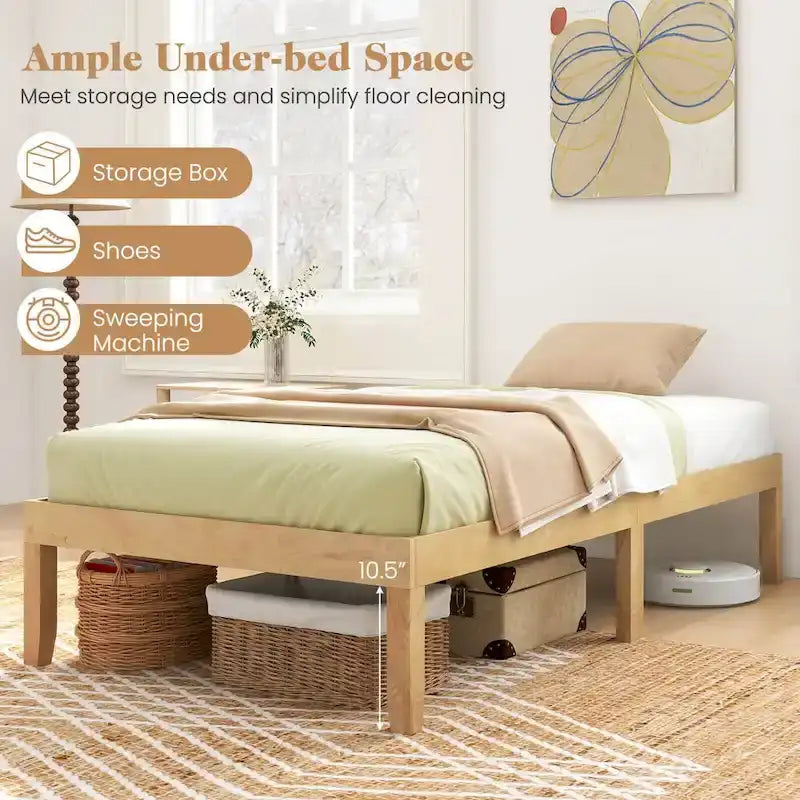 Costway 14-Inch Wooden Platform Bed Frame for Twin, Full, and Queen Sizes with Rubber Support 19