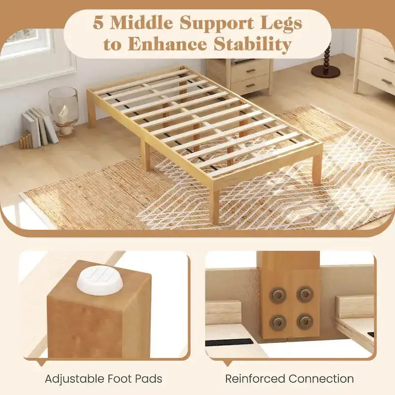 Costway 14-Inch Wooden Platform Bed Frame for Twin, Full, and Queen Sizes with Rubber Support 20