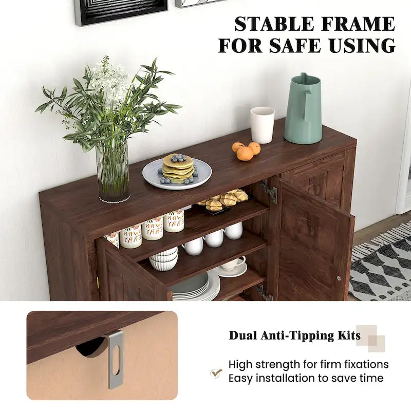 Costway 3-Door Storage Sideboard Buffet Cabinet Console 1