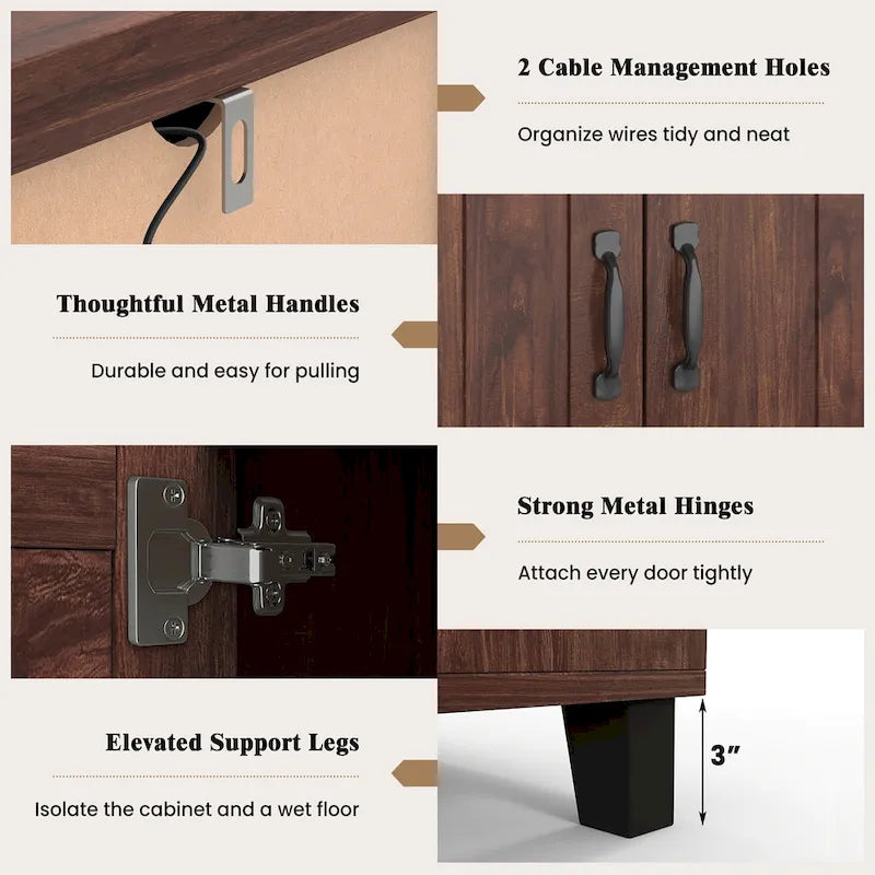 Costway 3-Door Storage Sideboard Buffet Cabinet Console 7