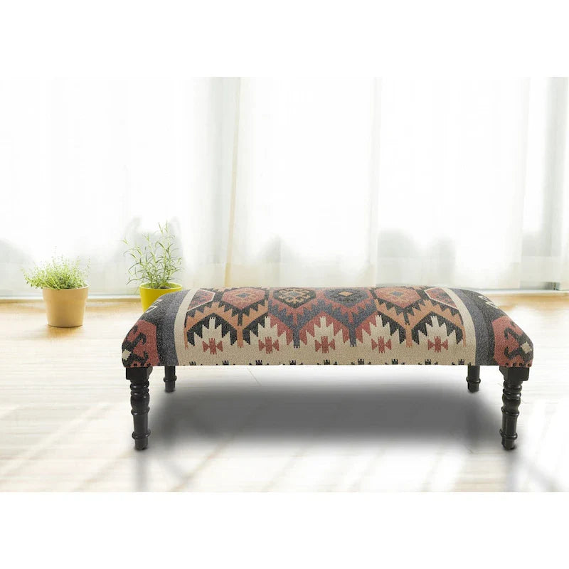 47-Inch Multicolored Southwestern Rectangular Bench 4