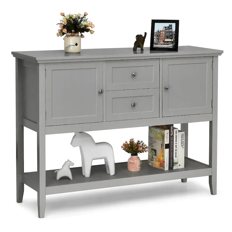 Costway Wooden Sideboard Buffet Console Table with Drawers 11