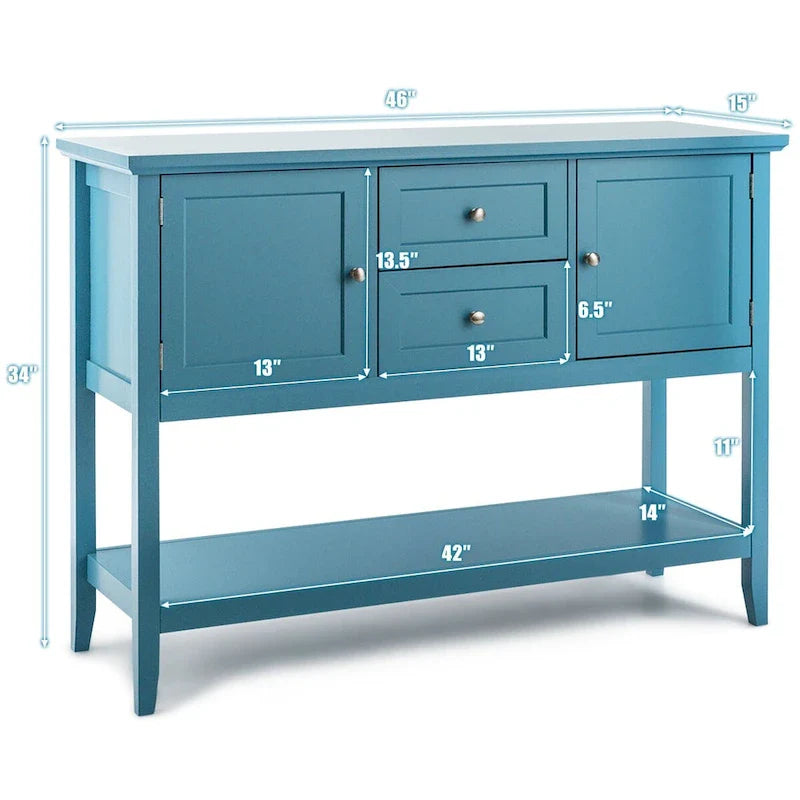 Costway Wooden Sideboard Buffet Console Table with Drawers 15