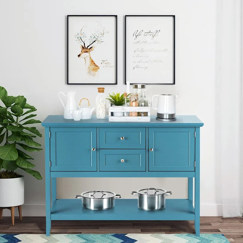 Costway Wooden Sideboard Buffet Console Table with Drawers 17