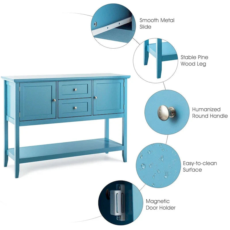 Costway Wooden Sideboard Buffet Console Table with Drawers 22