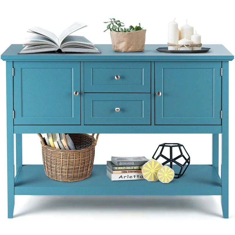 Modern Wooden Sideboard Buffet Cabinet with Drawers & Open Shelf 24