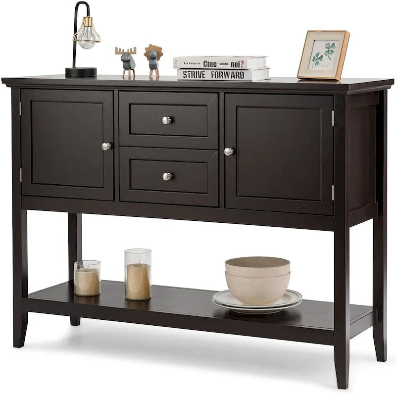 Costway Wooden Sideboard Buffet Console Table with Drawers 26