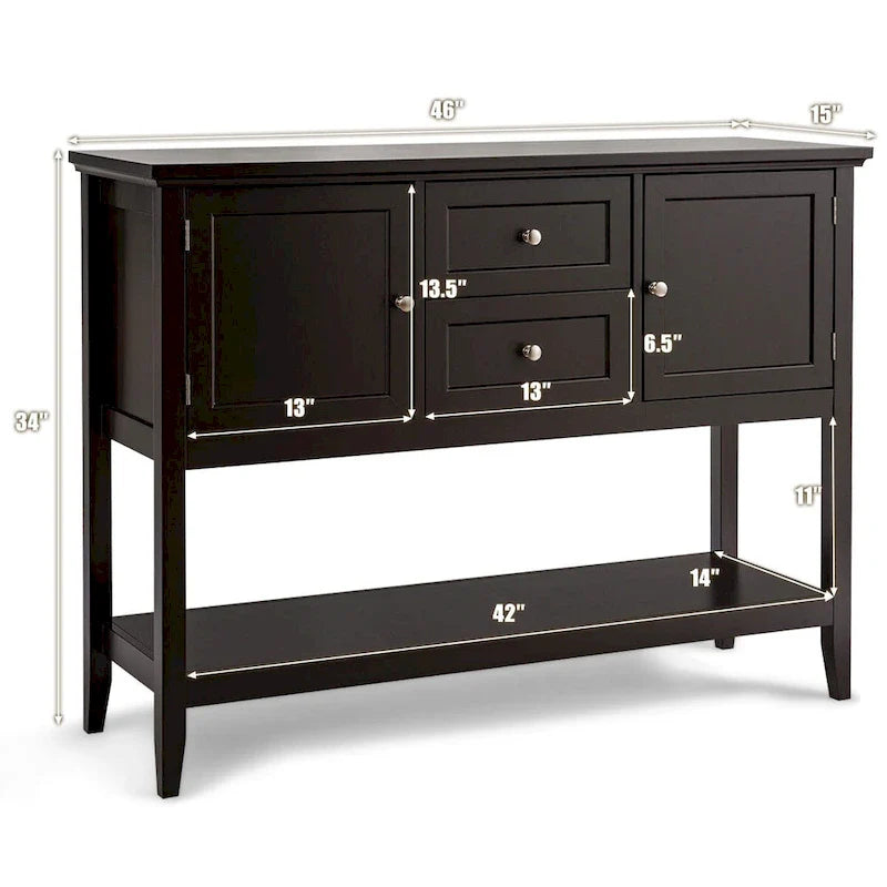 Costway Wooden Sideboard Buffet Console Table with Drawers 27