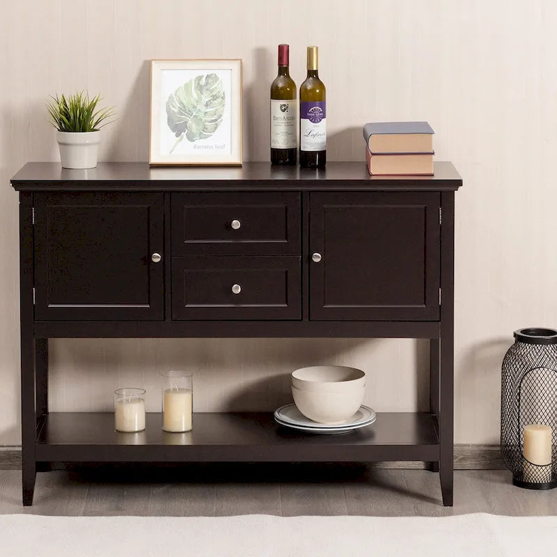 Costway Wooden Sideboard Buffet Console Table with Drawers 28
