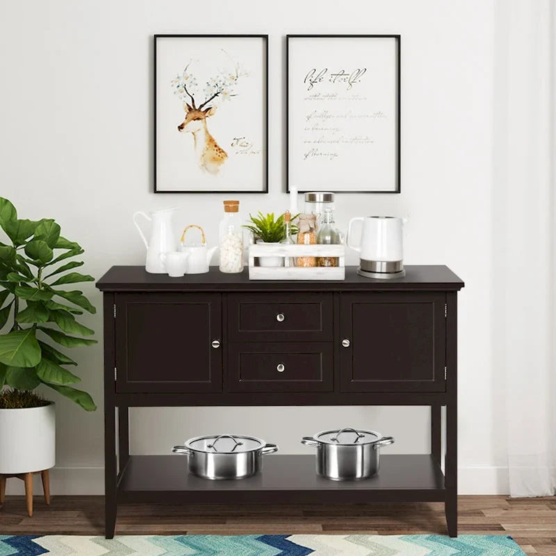 Costway Wooden Sideboard Buffet Console Table with Drawers 29