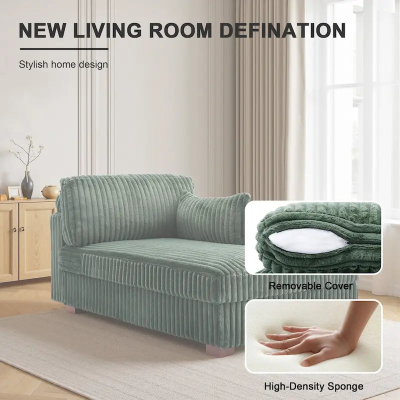 DREAMSIDEA Extra-Large Right-Facing Chaise Lounge Sofa 4