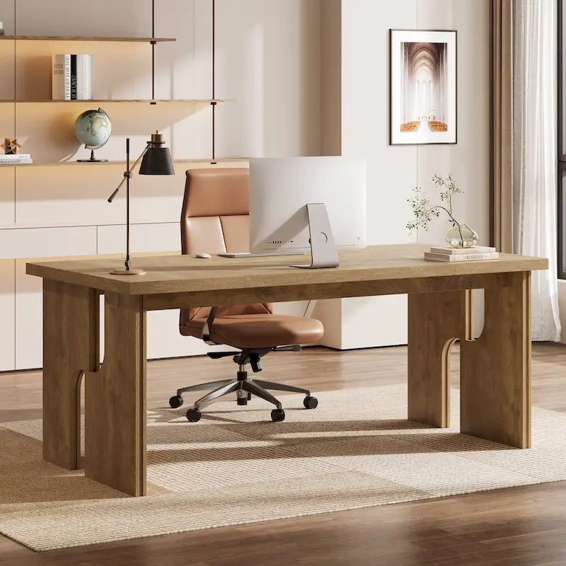 63-Inch Farmhouse Executive Desk with Unique Legs - Industrial Style Office Furniture for Home 11