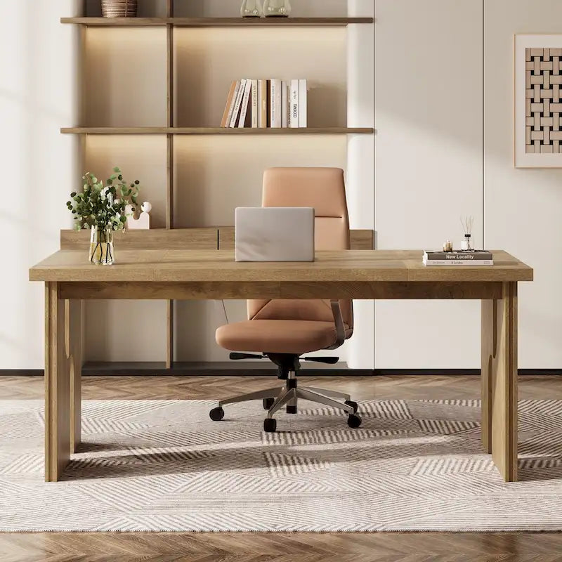 63-Inch Farmhouse Executive Desk with Unique Legs - Industrial Style Office Furniture for Home 4