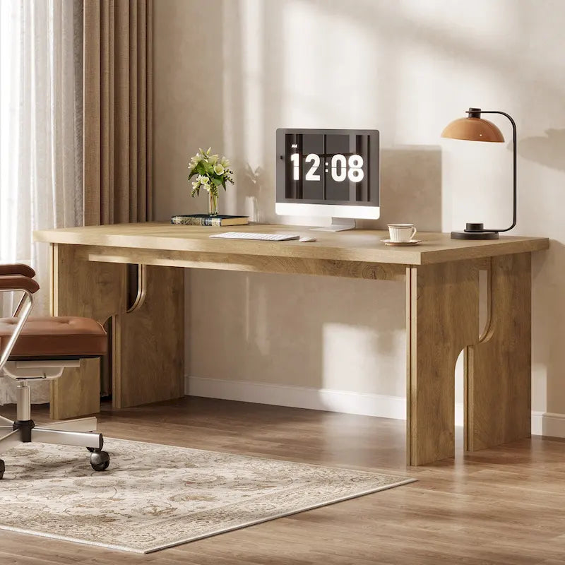 63-Inch Farmhouse Executive Desk with Unique Legs - Industrial Style Office Furniture for Home 6