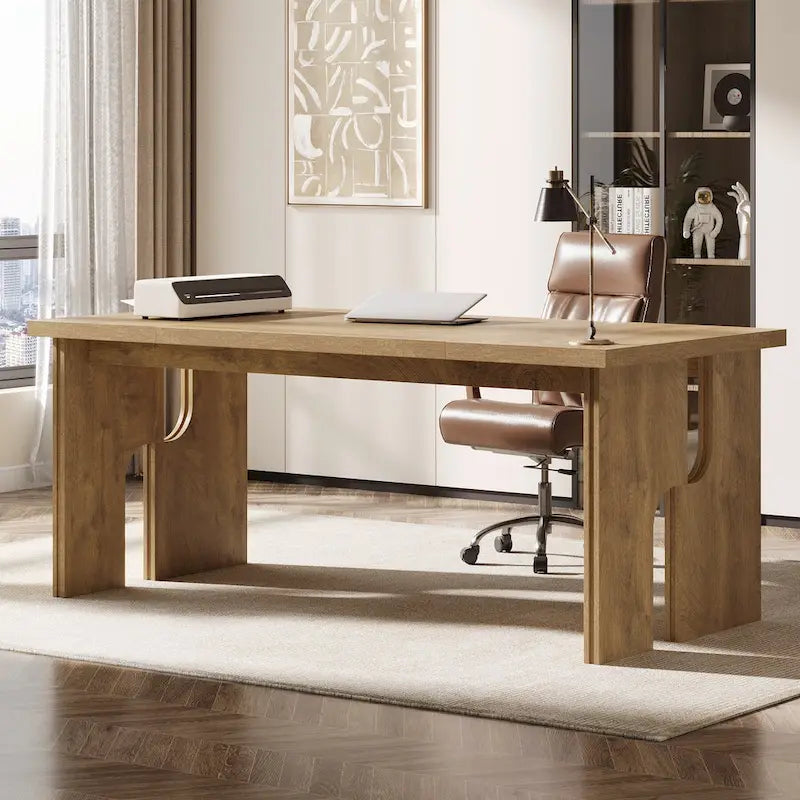 63-Inch Farmhouse Executive Desk with Unique Legs - Industrial Style Office Furniture for Home 8