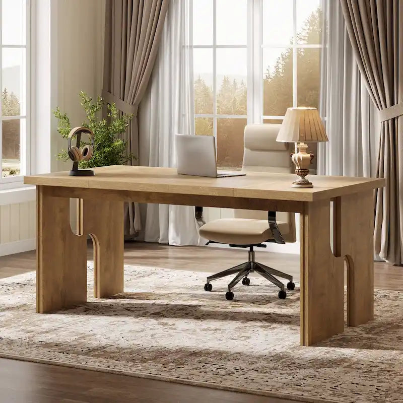 63-Inch Farmhouse Executive Desk with Unique Legs - Industrial Style Office Furniture for Home 10