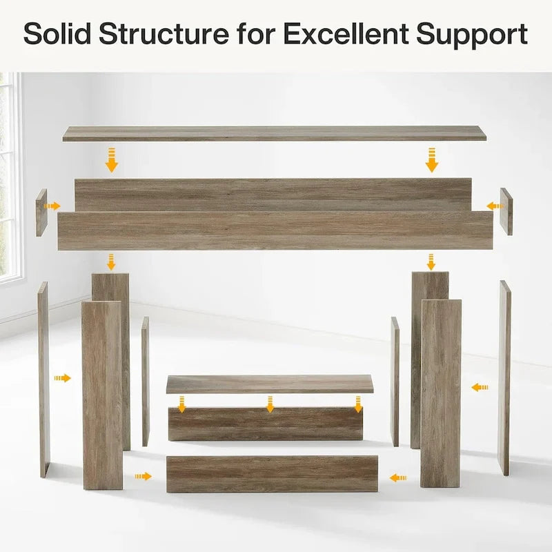 63-Inch Brown and Gray Slim Wooden Console Table for Entryway 21