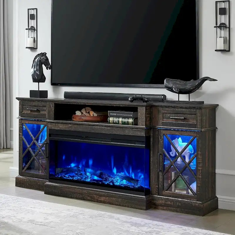 Entertainment Center with Fireplace for 80-Inch TVs - Media Console Stand 27