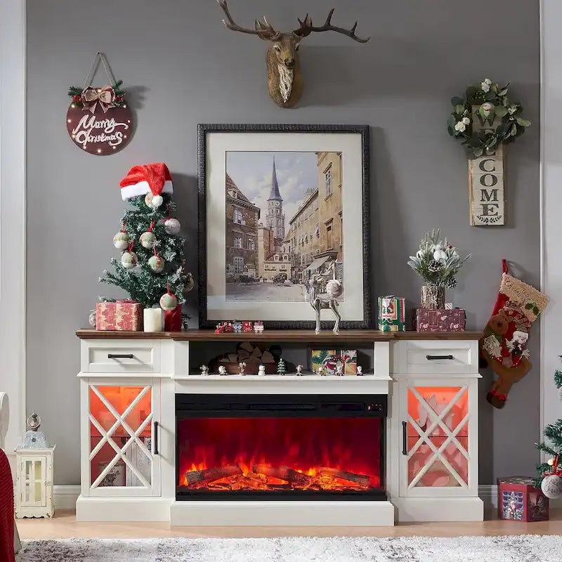 Entertainment Center with Fireplace for 80-Inch TVs - Media Console Stand 28