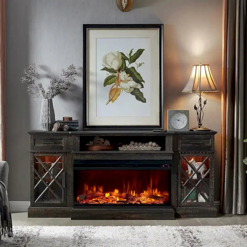 Entertainment Center with Fireplace for 80-Inch TVs - Media Console Stand 2