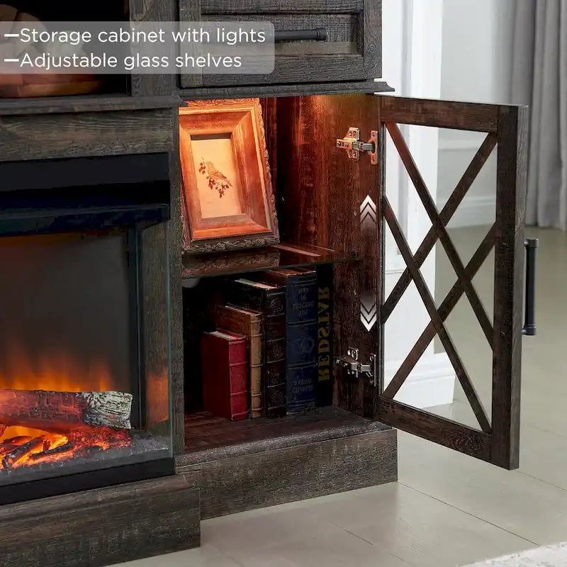 Entertainment Center with Fireplace for 80-Inch TVs - Media Console Stand 4