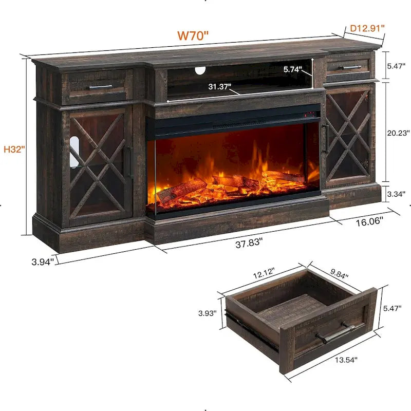 Entertainment Center with Fireplace for 80-Inch TVs - Media Console Stand 5