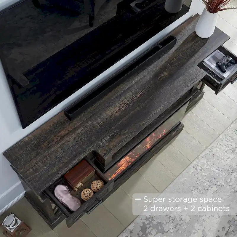 Entertainment Center with Fireplace for 80-Inch TVs - Media Console Stand 7